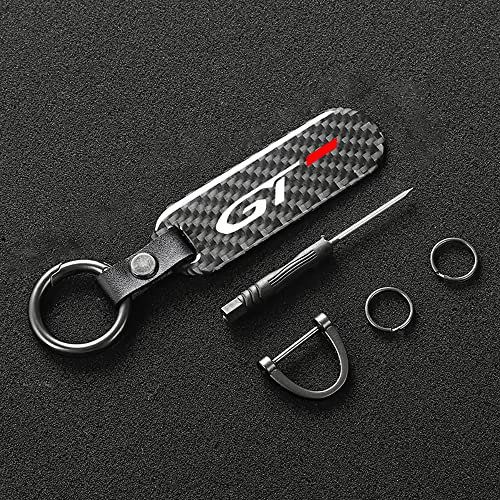 YUNKOU Autoschlüsselhalter aus Kohlefaser für Kia GT LINE GTI GT Schlüsselanhänger-Zubehör aus Zinklegierung,GT
