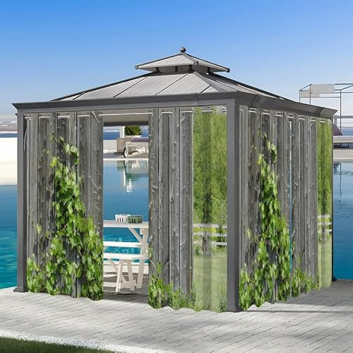 REDLEO Gazebo Tende oscuranti impermeabili per esterni, pergolati, con occhielli, tende termiche da giardino per pergola, patio, 132 x 243 cm, 2 pannelli, porta in legno