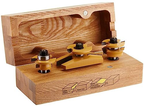 Sommerfeld's 3 Piece Matched Shaker or Mission Rail & Stile Woodworking Cabinet Door Router bit Set 1/2-Inch Shank