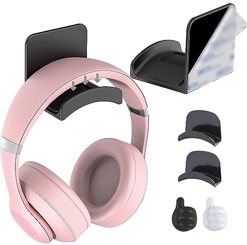 Cintre pour Casques,Adhesif Headset Stand,Adhésif Crochet Écouteurs,2 Pièce Adhesif Accrocher Casques,Support Mural Casque,Adhesif Crochet Casque,Adhesif Support Casque Gaming,Crochets Muraux Pouce