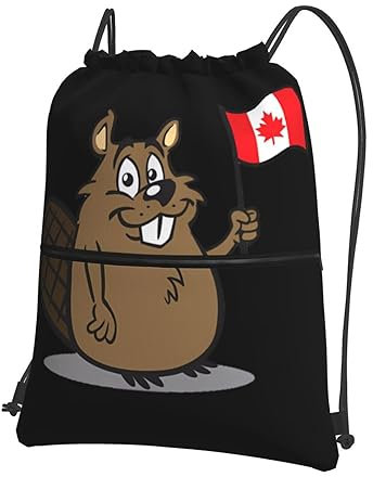 QQLADY Biber Rucksack mit Kordelzug, wasserdicht, für Fitnessstudio, Sport, Yoga, Schwarz , One size