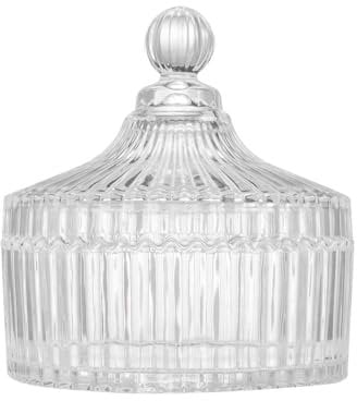 COSHINE Extra Large Body Powder Puff Dish, Crystal Container