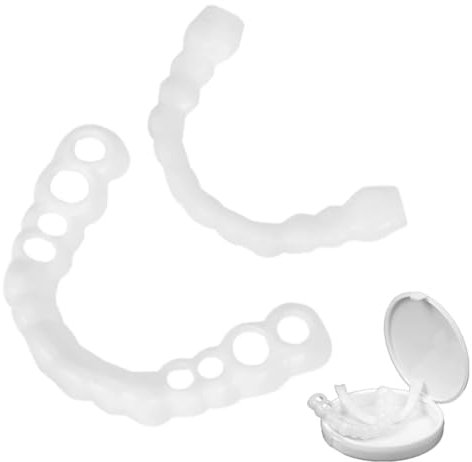 Prothèses Dentaires, 1 Paires Dentier Provisoire,Facettes Dentaires Dents,Supérieure et Inférieure Dentier Provisoire,Dentier Sourire Parfait,avec Boîte de Rangement pour Hommes et Femmes