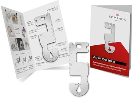 Geschenkartikel: ROMINOX Shop Tool // Smart, 11 Funktionen, Keytool Schlüsselanhänger, Einkaufswagenlöser, Edelstahl Multitool + Funktionsbeschreibung, Multifunktionswerkzeug, Reisen oder Urlaub