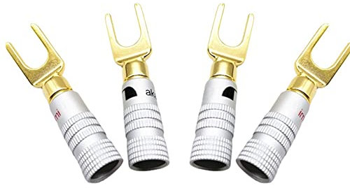 4PCS Placcato Oro Forma a Y Spina a Banana, Spine per Altoparlanti Audio Cavo per Altoparlanti Tipo U Spina Divisa Connettore per Cavo a Forcella a Vite