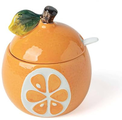 TYMYYS Kleine Zuckerdosen Mit Deckel, Fruchtförmige Kleine Glas-Salz- Und Pfefferschalen, Keramik-Salzschale Gewürzbox, Bunte Kleine Zuckerdose Bakey-Orange-0.3