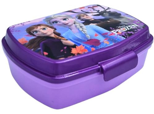 Stor Store, Frozen Lunchbox, Rectangular Sandwich Box of Elsa & Anna, Perfect for Snacks, Portable School Lunchbox 1 Compartiment 18x5x13 CM