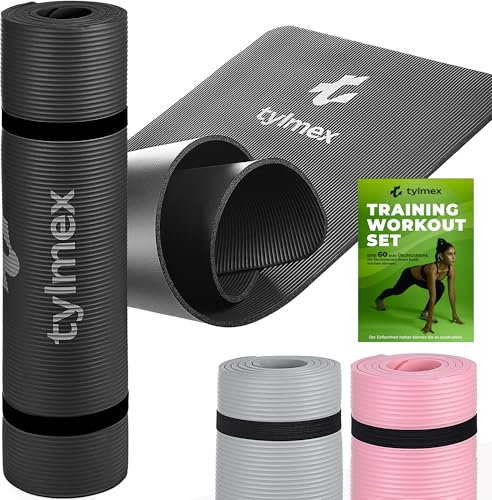 Tylmex Matte Yogamatte Rutschfest Dicke 8mm Sportmatte für Yoga Pilates Fitness Gymnastik Outdoor und Zuhause mit Tragegurt und Übungskomplex - Schwarz5