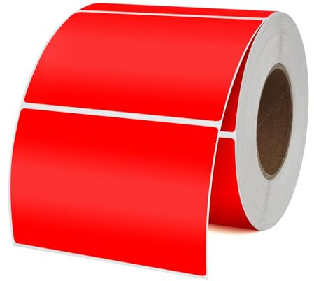 YIKIADA Etiquetas adhesivas de vinilo de colores rojas, 50 × 76 mm, resistentes al agua, para mudanzas, oficina, almacén, casa, 500 unidades