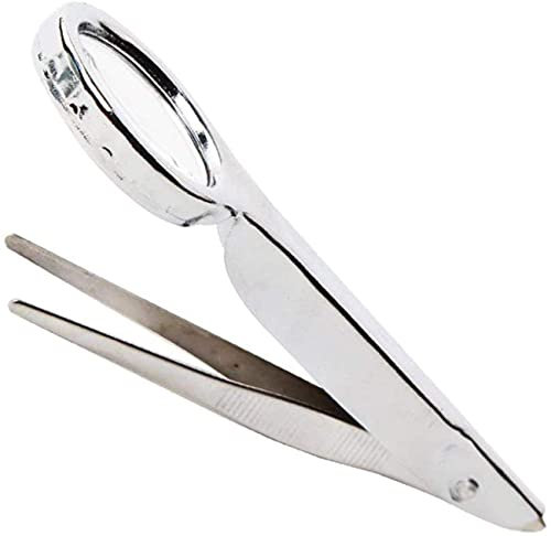 Lupe, 10-fache Taschen-Handlupe aus Edelstahl mit Pinzette, Mitesser-Augenbrauen-Reparatur-Inspektions-Vergrößerungsspiegel zum Lesen, Basteln, Reparatur-Lupe Beauty Comes