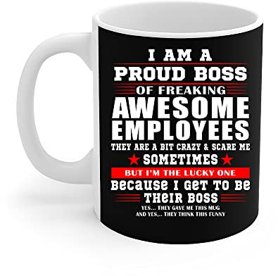 Porcelain Mug Manager I'm A Proud Boss of Freaking Awesome Employees Mugs Cups Personalised Tea Cups Printed Porcelain Cup for Tea Christmas Women 330Ml