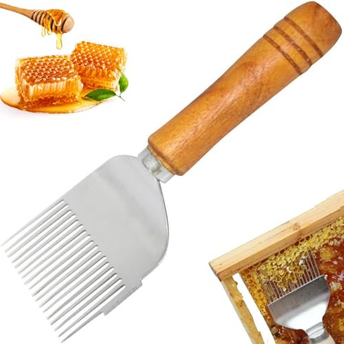 Edelstahl Entdeckelungs Gabel,Bienen Gabel Entdeckelungsgabel,Honig Kamm Imkereiausrüstung Zubehör,Imker Gabel aus Edelstahl mit Griff,Honiggabel Schneiden für Imker Ernten und Extrahieren von Honig