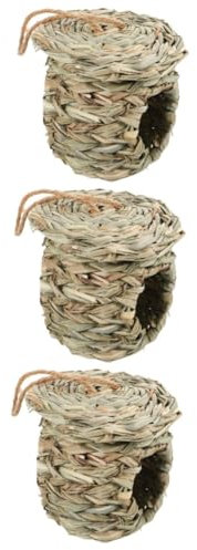 Sosoport 3pcs Natural Grass Woven Bird Nest Outdoor Hanging Bird House Cozy for Gardens and Courtyards
