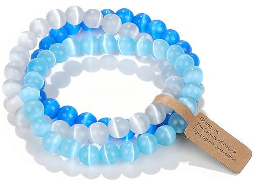 SAIBANGZI Unisex Chakren Perlenarmband, 8MM Runde Edelsteine Yoga Armbänder, Elastische Perlen Anti Stress Armband