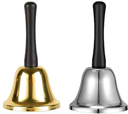 Campana di Babbo Natale,Campana da Tavolo a Mano in Metallo,Sonaglio a Mano Natalizio 2PC Accessorio per il Costume di Babbo Natale per Giorno di Natale Cucina Reception Hotel Ristorante Eventi