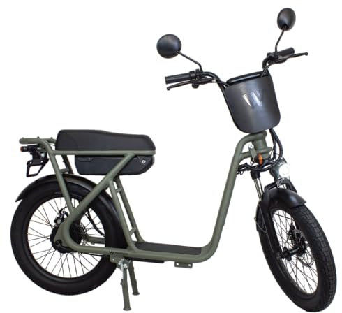 Wispeed - Draisienne Électrique WIMOB Plus - Cyclomobile léger 20 - Véhicule Homologué pour Route - 3 Vitesses - Autonomie 50 km - Batterie 14 Ah / 36 V - Ecran de contrôle - Kaki