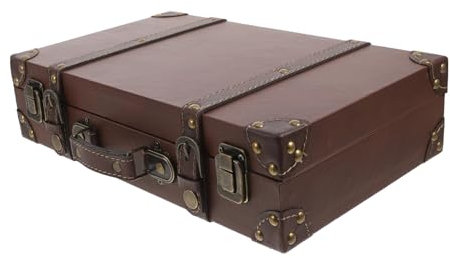 CAXUSD Leather Trunk Luggage Decorative Storage Box for Clothing Store Display Retro Photo Props and Window Dressing Antique Style Travel Case for Home Decor