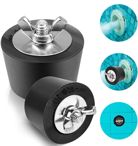 2 Stück Winter Plugs Pool, 38 mm / 51 mm Pool Plugs Winter, Pool Rubber Plugs with Stainless Steel Bolts, Winter Plug Pool for Pool for Prevents Freezing of Water Drain Pipes (1 * 38mm+1 * 51mm)