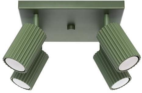 SOLLUX lighting Deckenlampe Deckenleuchte Deckenstrahler Aluminium 4 Flammig 25 x 25 x 16,5 cm Karbon Olivgrün