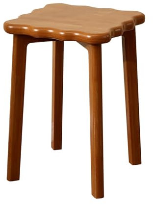 rongzhai Metallstuhl, Holzstuhl, Beistellstühle for Wohnzimmer, Massivholzhocker, stapelbare Haushaltsbank, quadratischer Hocker, Holzhocker(Orange)