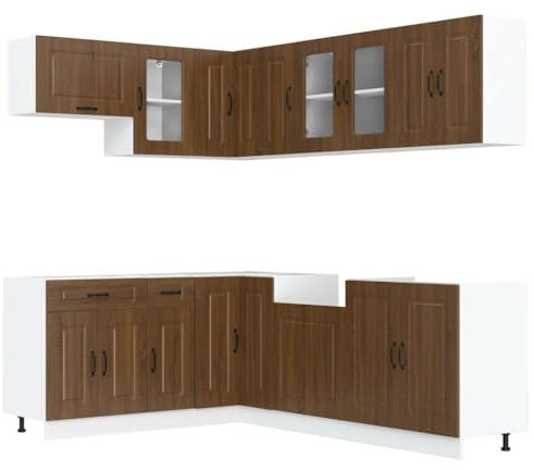 vidaXL 11 Piece Kitchen Cabinet Set Kalmar Brown Oak Engineered Wood