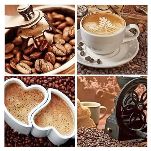 DCIDBEI Groß und Klar4 Pack Diamant Painting Kaffee 40x40cm Groß und Klar Malen nach Zahlen Erwachsene Kaffee Daiments Painting Kaffee Diamant Painting Bilder Erwachsene Kaffee Steinchen Bilder Kaffee