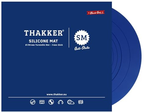 THAKKER Silicone Mat Blue - Alfombrilla de Silicona antiestática para Tocadiscos - Azul | 3 mm de Espesor | 298 mm de diámetro | para Tocadiscos de 12