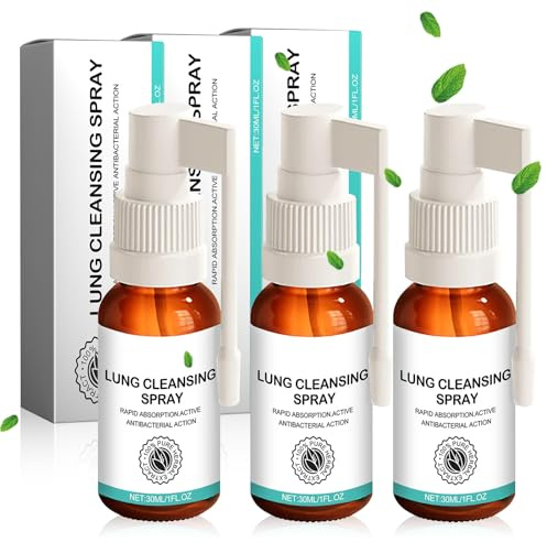 Lungenreinigung Spray, Atemspray Set, Mundspray mit pflanzlichen Extrakten, Lung Cleansing für frischen Atem, Herbal Spray zur Atempflege, einfache Anwendung im Alltag und unterwegs (3 x 30 ml)