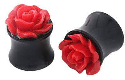 Whoiy Acryl Rot Flesh Tunnel Ohrplug 8mm 1 Paare Single Flared, Damen Ohr Tunnel Expander Set Piercing Schmuck