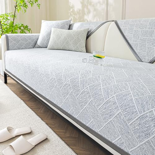 HGTRH Sofa üBerzug FüR Wohnlandschaft U Form Cord, Couch üBerzug L Form XXL 4 Sitzer mit Rundung, Couch üBerzug Cord rutschfeste Schutzdecke Sky Blue 70 * 210