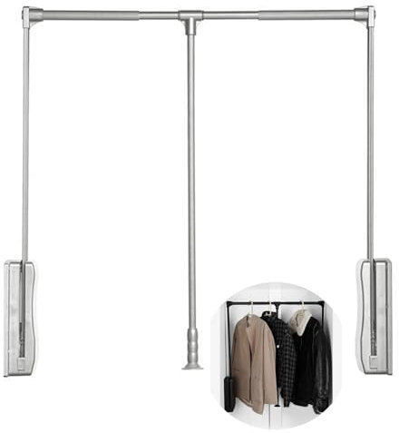 Hosenhalter Ausziehbar,kleiderstange Ausziehbar,Kleiderlift Verstellbar Garderoben-Lift,kleiderlift 30kg for Garderobe, Schrank, Ankleidezimmer(Silver,550-700mm)