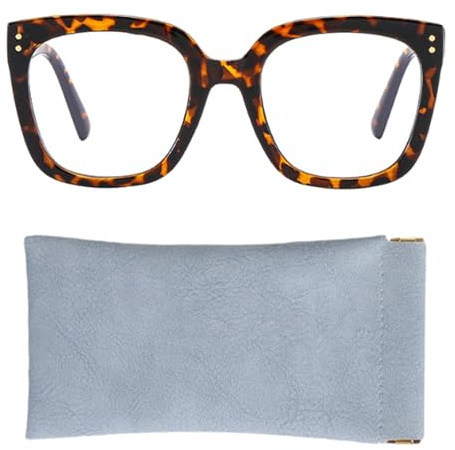 anneratteryer Blaulichtfilter Brille Damen - Leopardenmuster - Klassisch - Vollrand - AC Rahmen - 146-146-143 mm - Blaulichtfilter Brille mit Blaulichtfilter für Damen