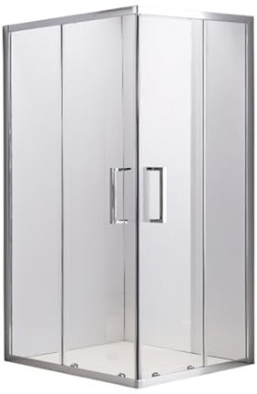 DocciaSì® - Box Doccia Angolare 70x90 cm con Porte Scorrevoli e Vetro Temperato Trasparente da 6 mm, Profili in Alluminio Cromato e Maniglia in Acciaio Inox dal Design Moderno e Funzionale