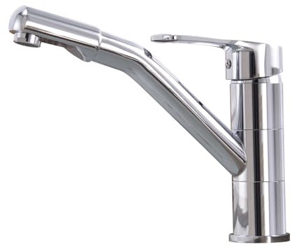 Zeffrary Wasserhahn Küche, Küchenarmatur mit Einhebelmischer, Keramikkartusche mit 360° Drehbarer Spültischarmatur, Wasserhahn für die Küche in extra massiver Ausführung (Herkömmlicher Kalt-, Chrom)