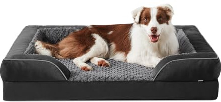 JOEJOY Orthopädisches Hundebett Mittelgroße Hunde, Memory Foam Hundesofa, Abnehmbarem Waschbares Hundebett Orthopädisch, 89x64x17 cm Eierförmiger rutschfest Hundecouch, Schwarz