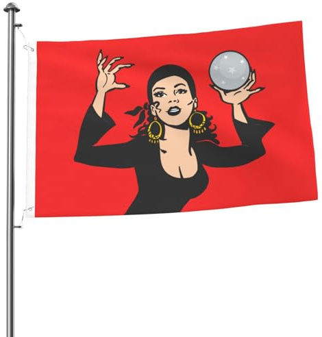 Bannerfahnen Zigeuner-Wahrsagerin Dekorative Fahnen Dekoration Langlebig Flaggen Mit Öse, Für Feiertage, Drinnen Und Draußen, Veranda, 90x150cm