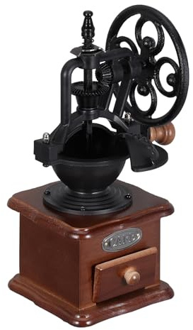 KICHOUSE Macinacaffè Manuale Vintage per Chicchi e Spezie Macinino Portatile Manovella per Caffè Fresco e Grani Accessorio Pratico e Sicuro per Amanti del Caffè