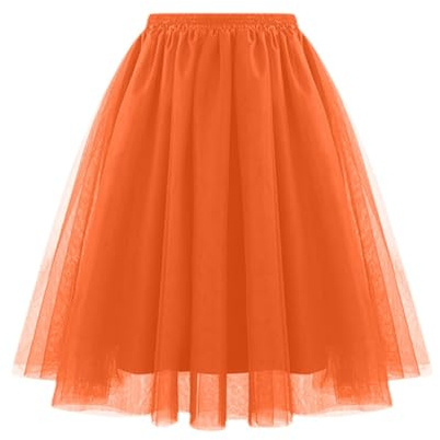 Bastwahl Tüllrock Leicht Blickdicht Tüll Rock Mit Elastische Hohe Taille Tutu Tütü Karneval Fasching Große Größen Petticoat Unterrock A-Linie