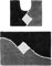 Relaxdays 2-Piece Bath mat Set Badgarnitur 2-teilig mit Grafikmuster, Für Fußbodenheizung, Waschbar, Badematte Vorleger, Für Stand-WC, 80 x 50 cm, grau, Polyester, 50 x 80 x 1.5 cm