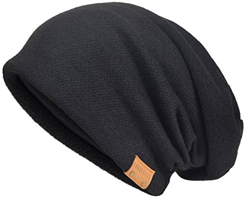 VECRY Herren Baumwolle Mütze Strickmützen Slouch Beanie Schädel Cap Winter Sommer Hüte (Schwarz)