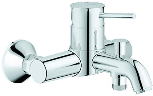 GROHE QuickFix Start Classic, Grifo de ducha o bañera monomando (montaje en pared y salida inferior, inversor automático, menor consumo de agua, instalación con QuickSpanner incluída), cromo, 23787000