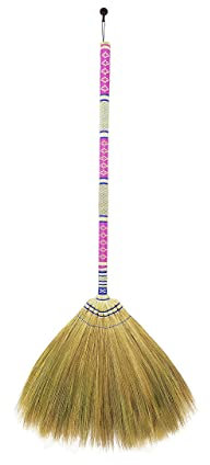 40 inch Tall of Asian Broom for Cleaning Tile Floor,Soft bristles,Long Handle Hand Grip The Reed Tree with Grass, Design for Sweeper Garbage Dust,Vintage Broom,Durable Indoor & Outdoor