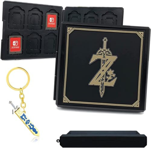 BAYINBROOK Game Card Case für Nintendo Switch, Tragbarer Etui Aufbewahrungsbox für Switch Spiele mit 12 Kartenfächern, Hartschalenetui für Switch Karten (Black Zelda)