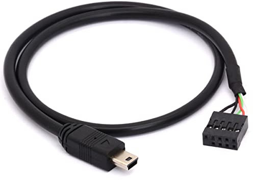 Tomost DuPont 9 Pin to Mini USB Cable Cord, Mini USB 5 pin Male to 9 Pin Motherboard Female 0.1 USB Header PCB Adapter Dupont Extended Cable