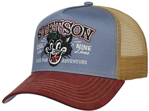 Stetson Cool Cats Trucker Cap Damen/Herren One Size (ca. 55-59 cm) - Mit Mesh - Größenverstellbar durch Druckknopflasche - Mehrfarbig - Mit Ziernähten - Meshcap Sommer/Winter rot One Size