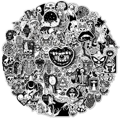 100 Pcs Horror Gothic Stickers Decorations Sticker Pack for Laptop Skateboard Luggage Guitar DIY Decal for Teens Adults