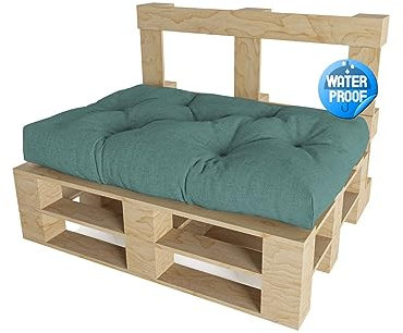 chilly pilley Palettenauflage Wasserfest Palettenkissen Wasserabwisend Schaumflocken Palettenpolster Rückenlehne Sitzkissen Seitenkissen viele Größen und Farben (Sitzkissen 120x60, Türkis)