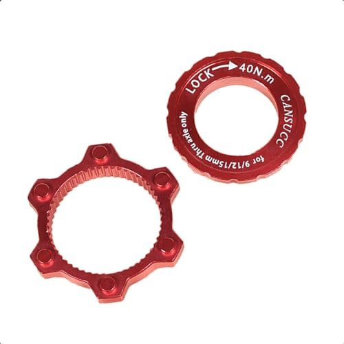 LoreenCar bicycle disc brake lock Center Lock Adapter Aluminum Disc Brake Rotor Adapter bike disc brake spacer fit 6 Bolts Rotors bicycle brakes bolt tool (Red)