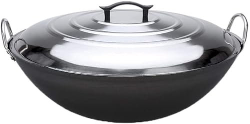 Sartén Wok De Hierro Fundido, Sartén Grande De Hierro Olla Extra Grande, Sartén Gruesa Antigua De Hierro Fundido, Sartén De Hierro Cocido Para Cocinar En Cantina, Olla De Cocina Doméstica,43CM