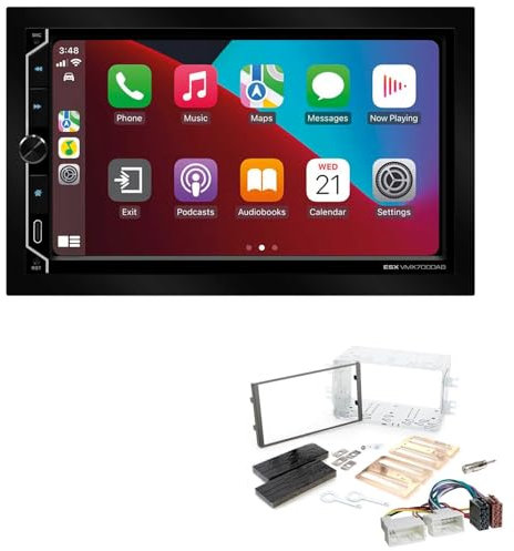 ESX VMX700DAB 2-DIN Autoradio kompatibel mit Wireless Apple CarPlay Android Auto Bluetooth DAB+ passend für KIA Carens III 2006-2010 schwarz